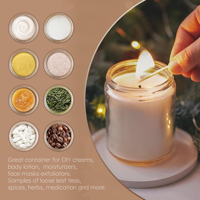 Tecohouse 8oz Glass Jars with Lids, 3 Pack Candle Jars with Blank Labels, 250g Clear Glass, Wide Mouth | Cosmetic Containers for Sample, Cream, Lotion, Honey, Powder, Jelly | Kitchen & Home - Image 5